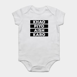 Punjabi - KHAO PIYO AISH KARO - Black Baby Bodysuit